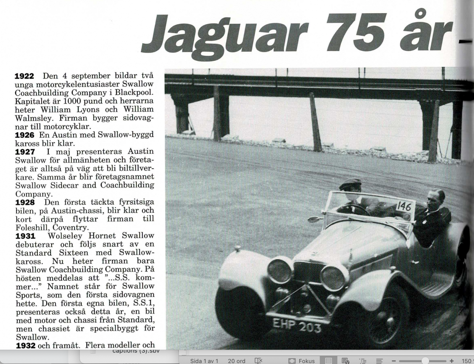 image: Jaguar 100 år 2022!